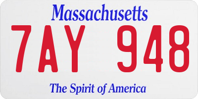 MA license plate 7AY948