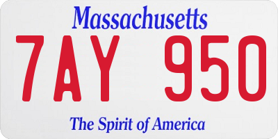MA license plate 7AY950