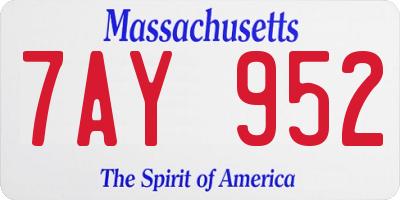 MA license plate 7AY952