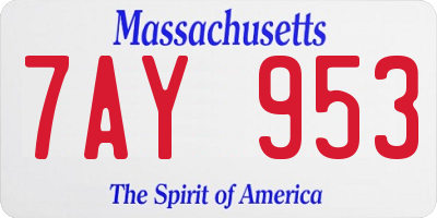 MA license plate 7AY953