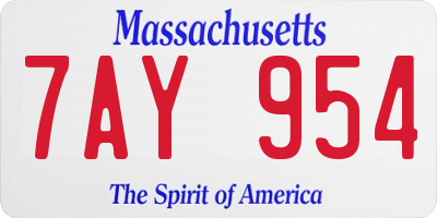 MA license plate 7AY954