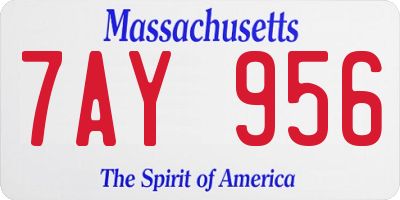 MA license plate 7AY956