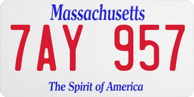 MA license plate 7AY957