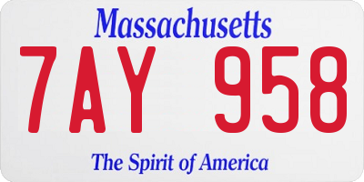 MA license plate 7AY958