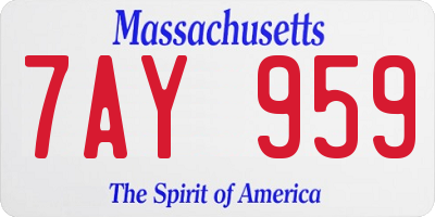 MA license plate 7AY959