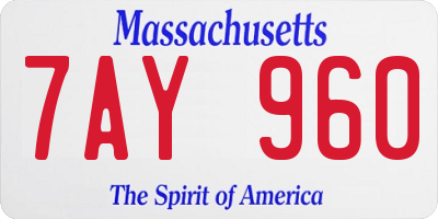 MA license plate 7AY960