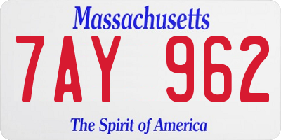 MA license plate 7AY962