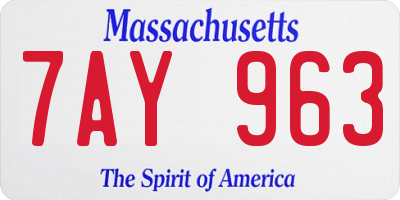 MA license plate 7AY963