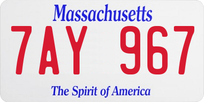 MA license plate 7AY967