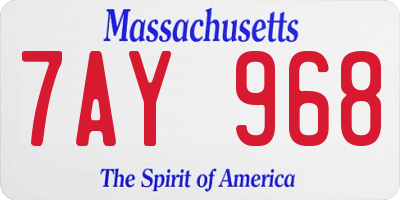 MA license plate 7AY968
