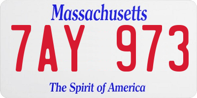 MA license plate 7AY973