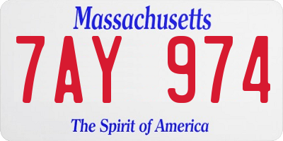 MA license plate 7AY974
