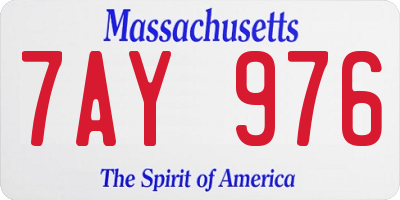 MA license plate 7AY976