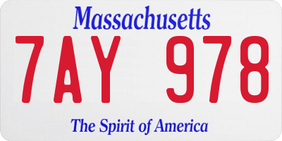 MA license plate 7AY978