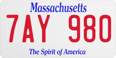 MA license plate 7AY980
