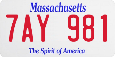 MA license plate 7AY981