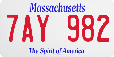 MA license plate 7AY982
