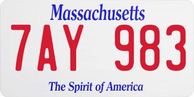MA license plate 7AY983