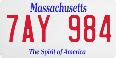 MA license plate 7AY984