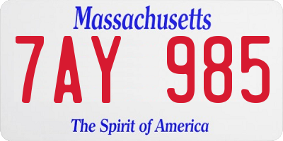 MA license plate 7AY985