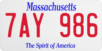 MA license plate 7AY986