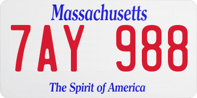 MA license plate 7AY988