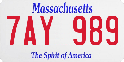 MA license plate 7AY989