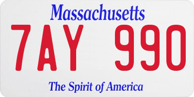 MA license plate 7AY990