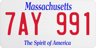 MA license plate 7AY991
