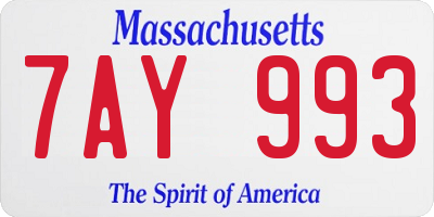 MA license plate 7AY993