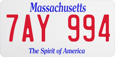 MA license plate 7AY994