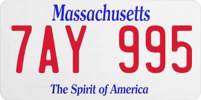 MA license plate 7AY995
