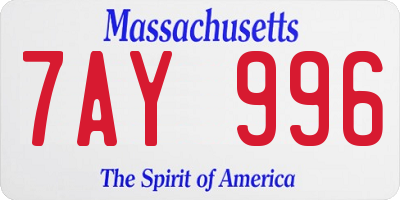 MA license plate 7AY996