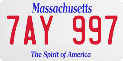 MA license plate 7AY997