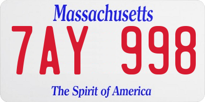 MA license plate 7AY998