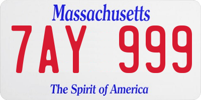 MA license plate 7AY999