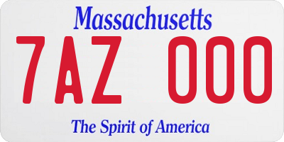 MA license plate 7AZ000