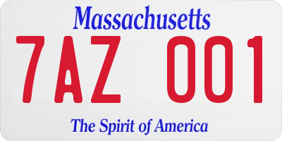 MA license plate 7AZ001