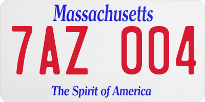 MA license plate 7AZ004