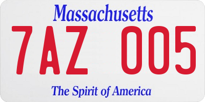 MA license plate 7AZ005
