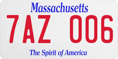 MA license plate 7AZ006