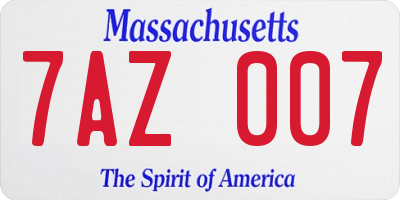MA license plate 7AZ007