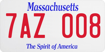 MA license plate 7AZ008