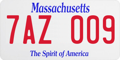 MA license plate 7AZ009