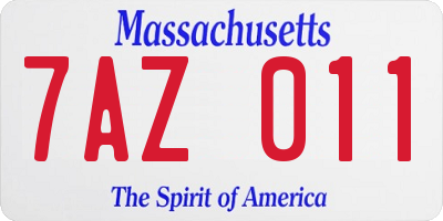 MA license plate 7AZ011