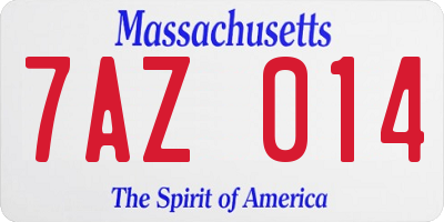 MA license plate 7AZ014