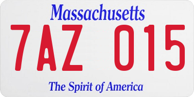 MA license plate 7AZ015