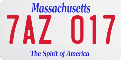 MA license plate 7AZ017