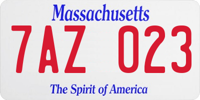 MA license plate 7AZ023