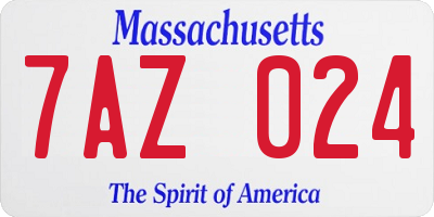 MA license plate 7AZ024